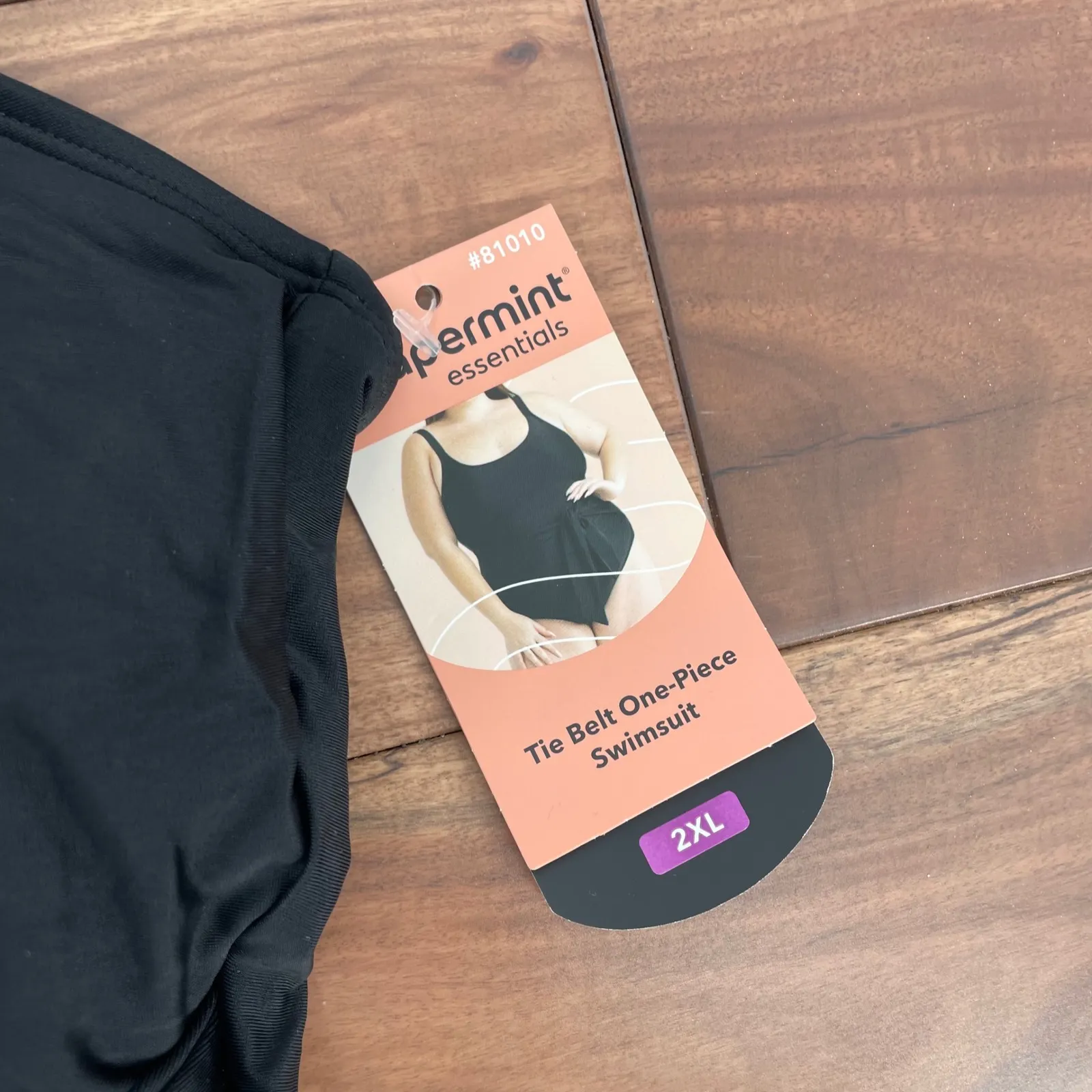 Shapermint Essentials Black Tie Belt One Piece Swimsuit Style 81010 Size 2XL - Image 3