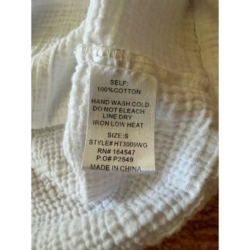 Flawless White 100% Cotton Gauze Hoodie Top Women’s S - Image 6