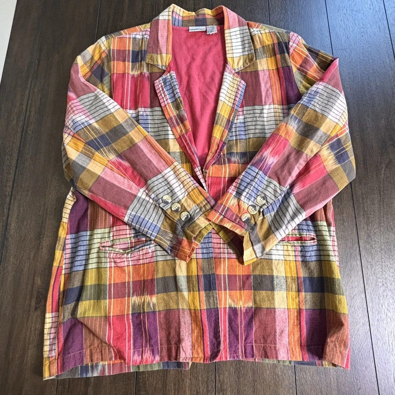 Vintage Newport News Madras Plaid Business Jacket Womens XL Fall Plaid Office - Image 7