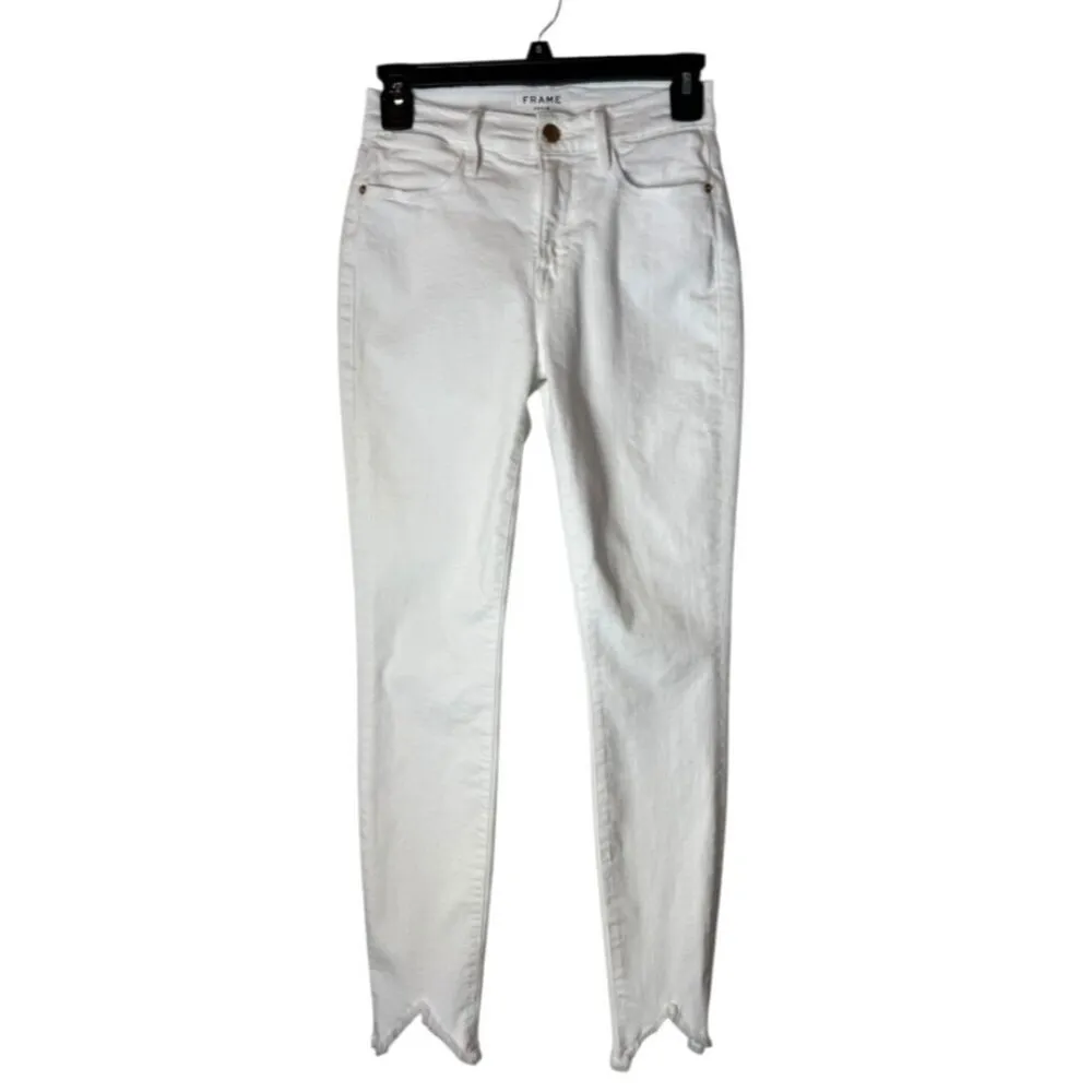 Frame Jeans Women 25 White Blanc Denim‎ Le High Skinny Chewed Ankle Hem - Image 2