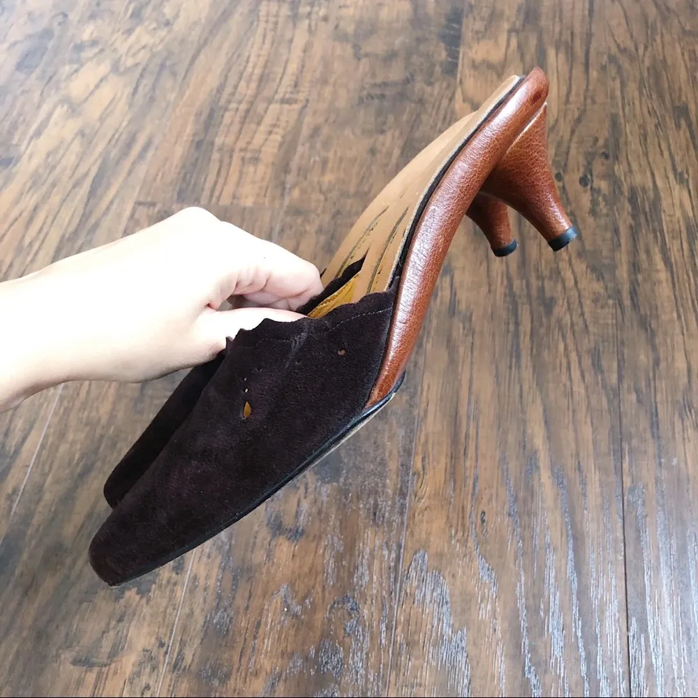 Lisa Nading • brown suede mules heels slides designer NYC Coclico Size 8.5 - Image 8