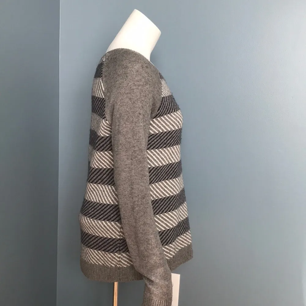 J. Crew gray white & navy diagonal stripe sweater - Image 3
