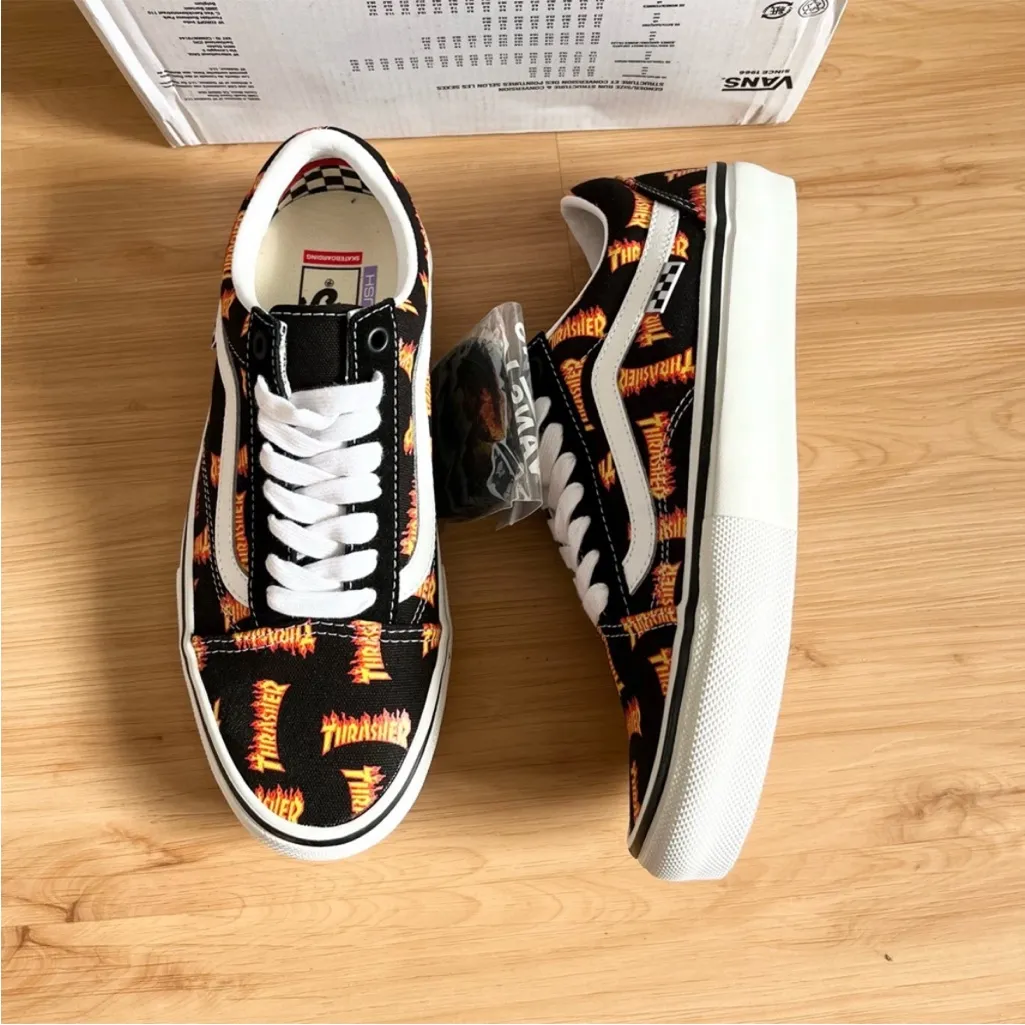 Vans Old Skool Thrasher All Over
Flame Logo Women 8.5 US Mens 7.0 US - Image 5