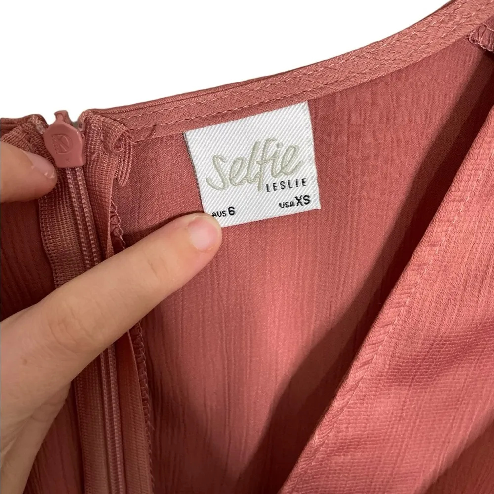 Selfie Leslie Pink Frill Mini Dress Faux Wrap XS - Image 7