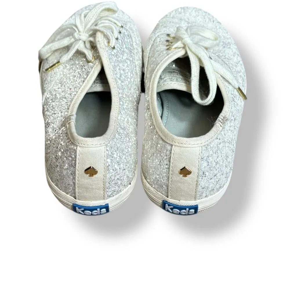 Keds x Kate Spade New York Champion Glitter Sneakers Silver White Sparkle Size 8 - Image 6