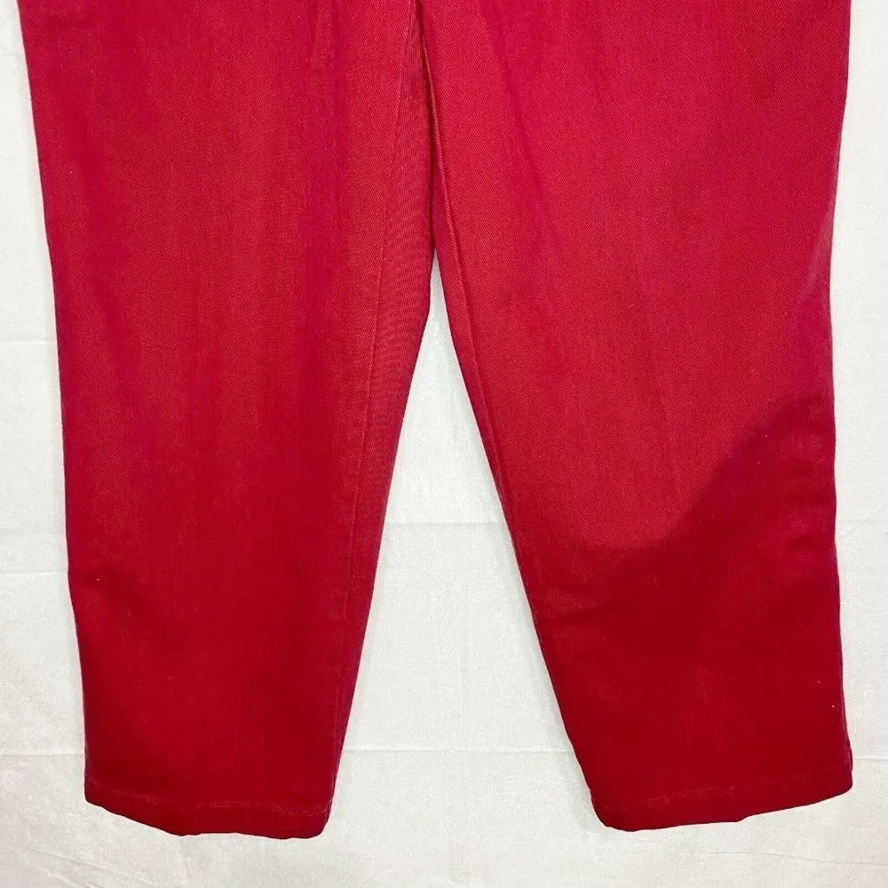 Vtg Tommy Hilfiger Red High Waisted Straight Carpenter Jeans Sz 10 (30x29) Y2K - Image 3