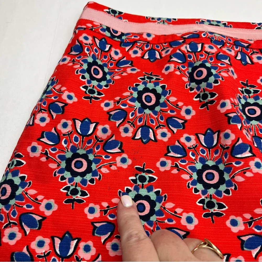 Boden Red Pop Floral Bouquet Modern Pencil Skirt Womens Size 16L 16 Long *FLAWED - Image 8