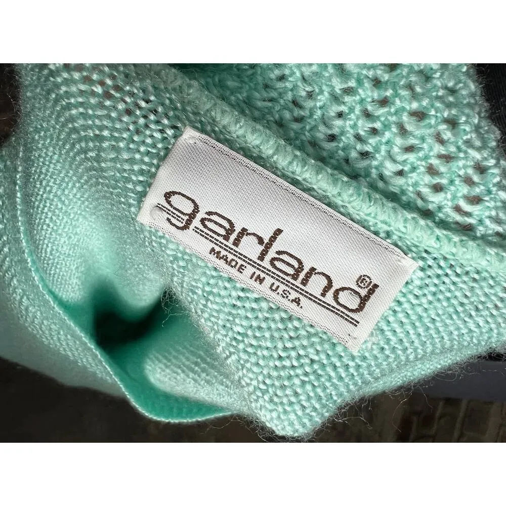 Garland sweater vintage 1980s pastel aqua seed stitch collar Green Size 18 - Image 7