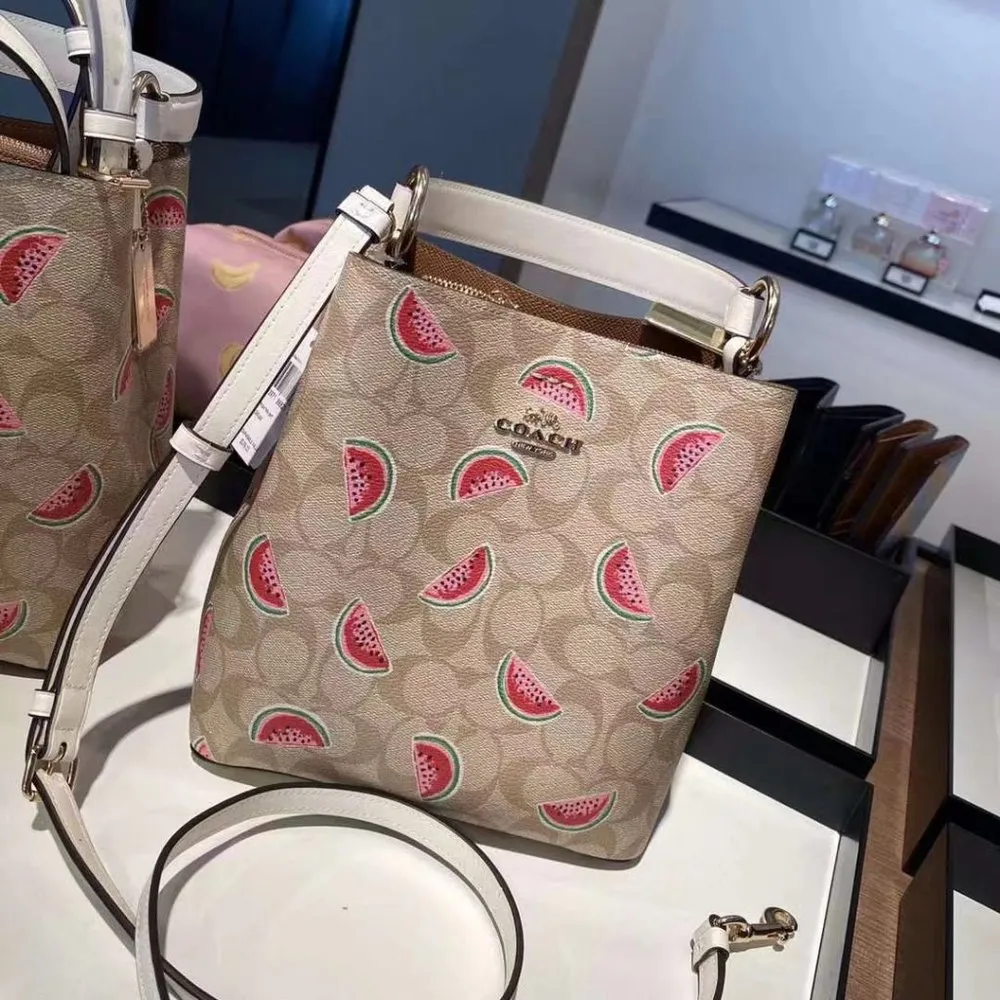 coach Small Town Bucket Bag In Signature Canvas With Watermelon Print 1619 - Image 3