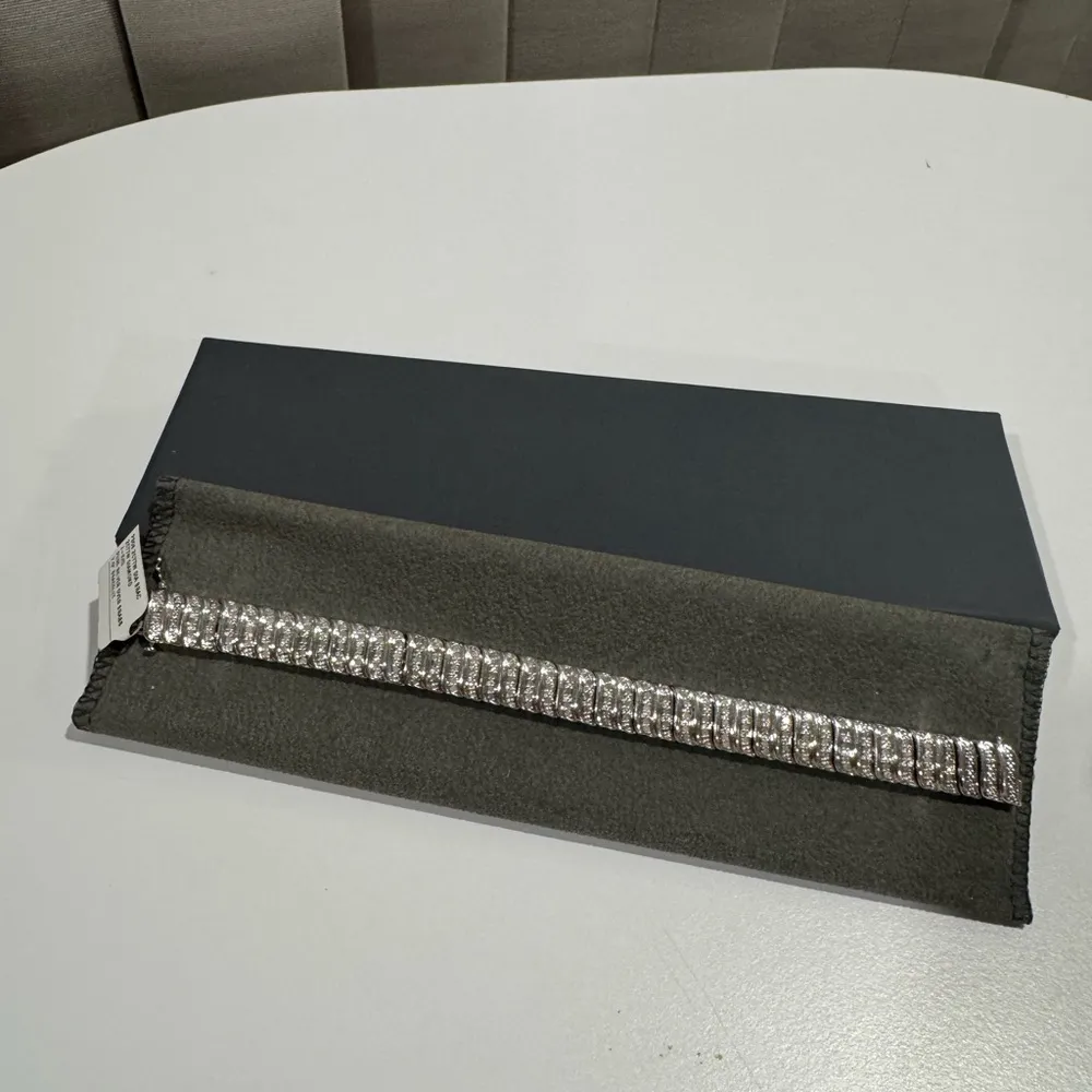 2CTTW diamond pure silver over brass 7.5” Elegant Silver Bracelet - Image 5