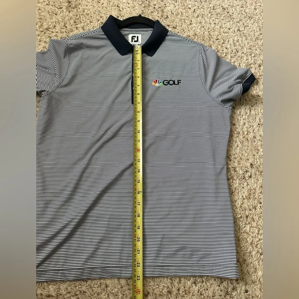 FootJoy NBC Golf Polo Women's Size L Dark Blue White Stripe Short Sleeve Shirt - Image 9