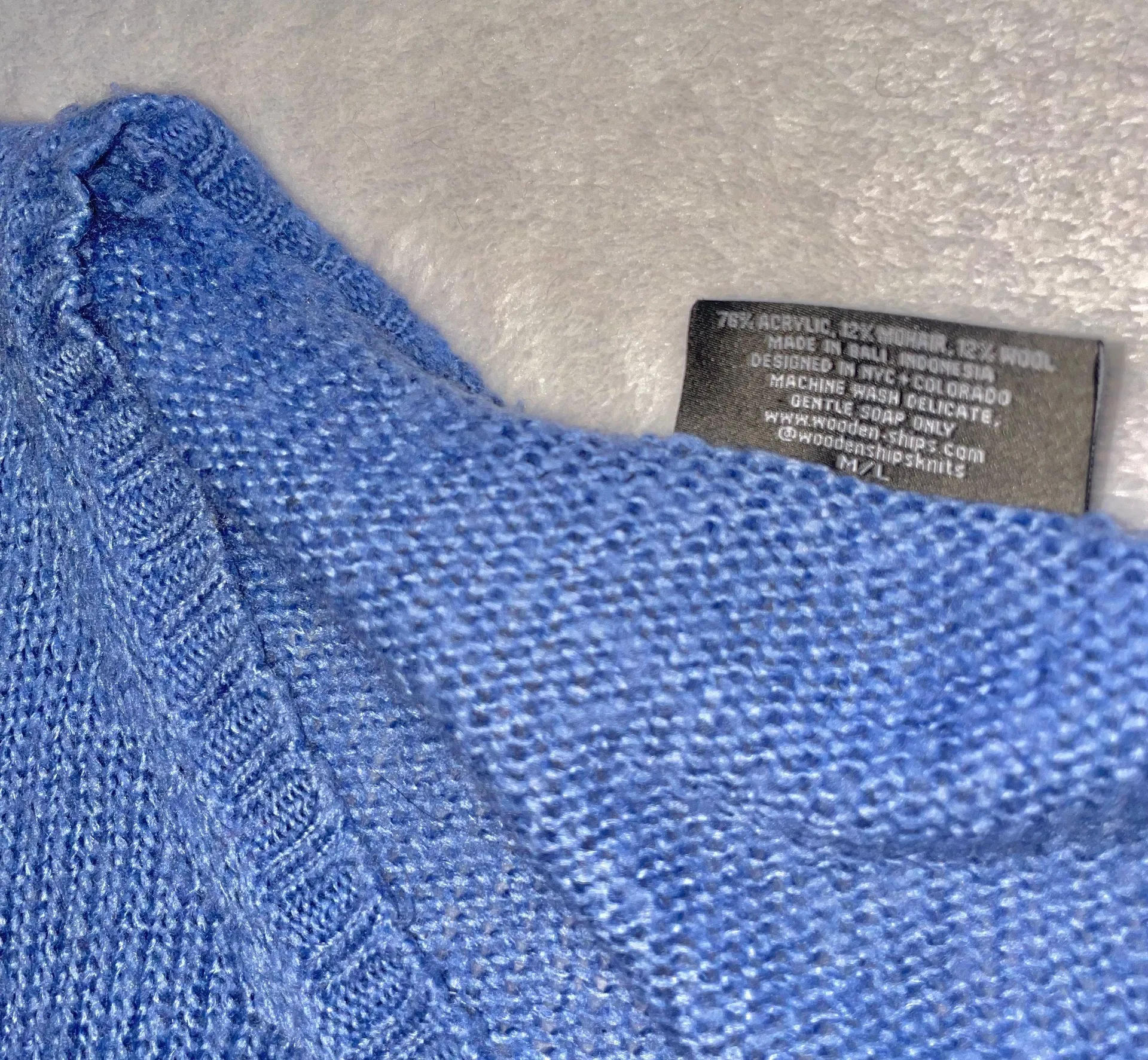 Wooden Ships Knit Blue Sweater size Medium/Large - Image 4