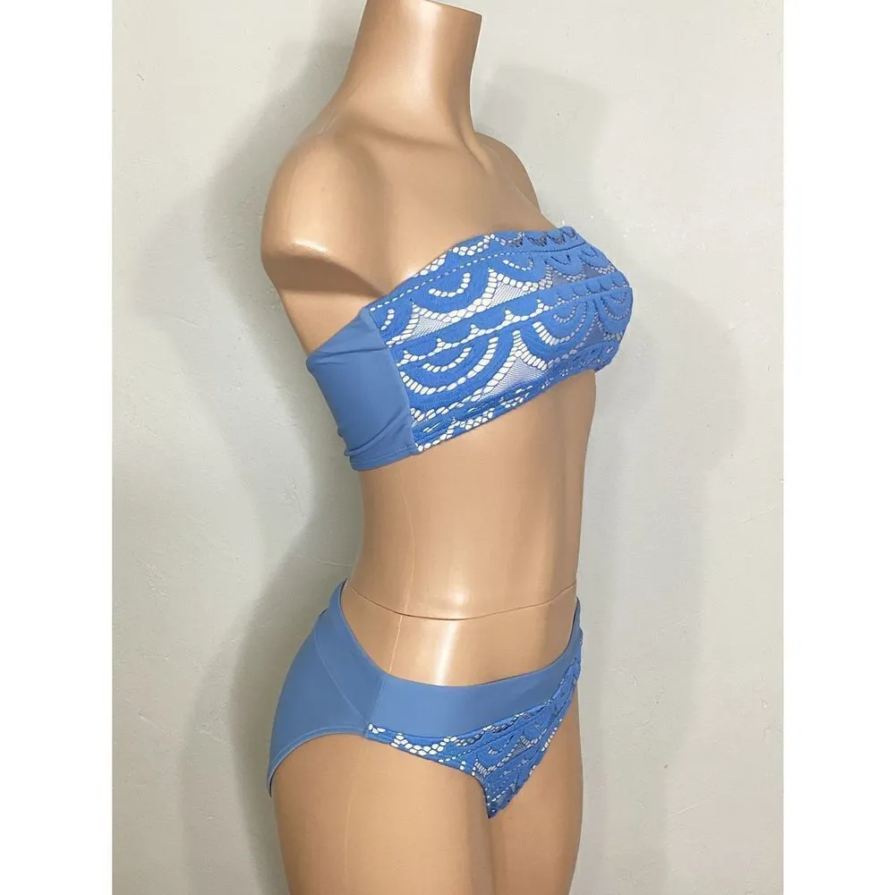 New PilyQ sky blue bikini set. D-top(large)/L- bottom. Normally $160 - Image 4