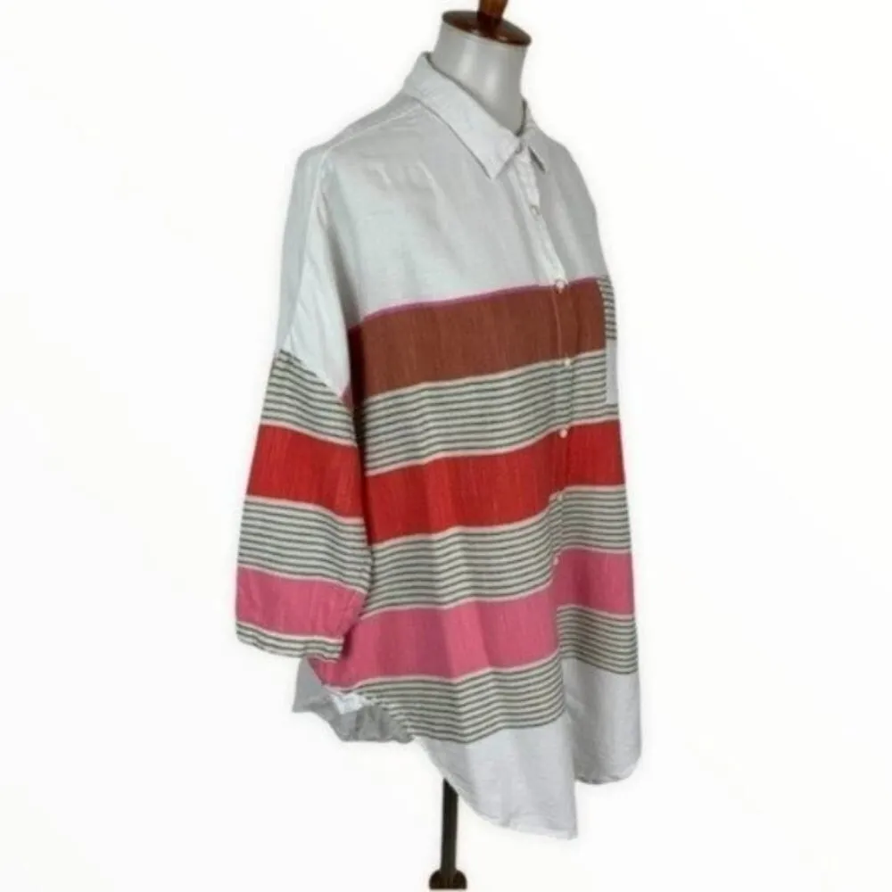 Anthropologie Holding Horses Button Down Oversized Shirt Top XS/S 3/4 Sleeve - Image 3