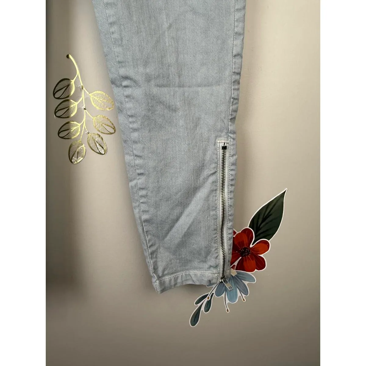 Daughters of the Liberation from Anthropologie Gray Blue Moto Jeans - Image 3