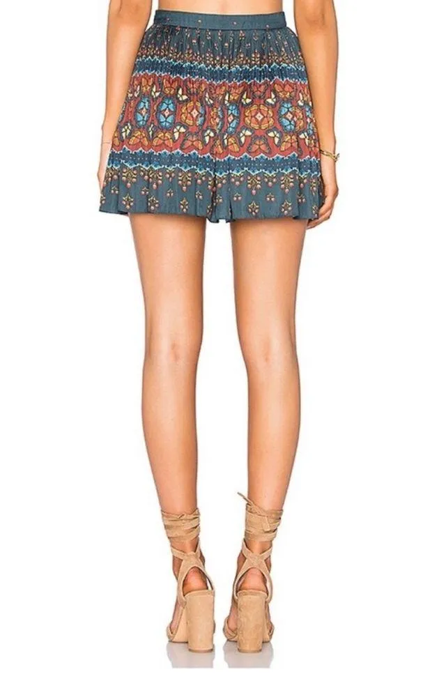 FARM RIO Libali Sea BL Pleated Mini Skirt size S - Image 10