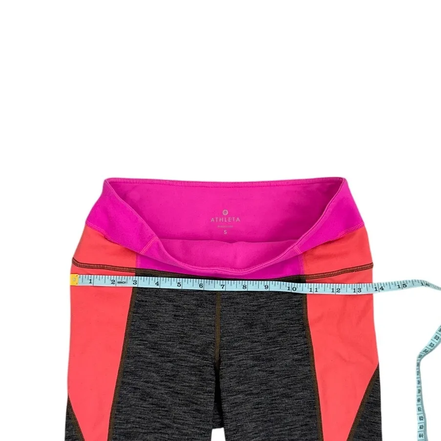 ATHLETA Chaturanga Capri Crop Leggings Gray Neon Pink Size Women's Small - Image 2