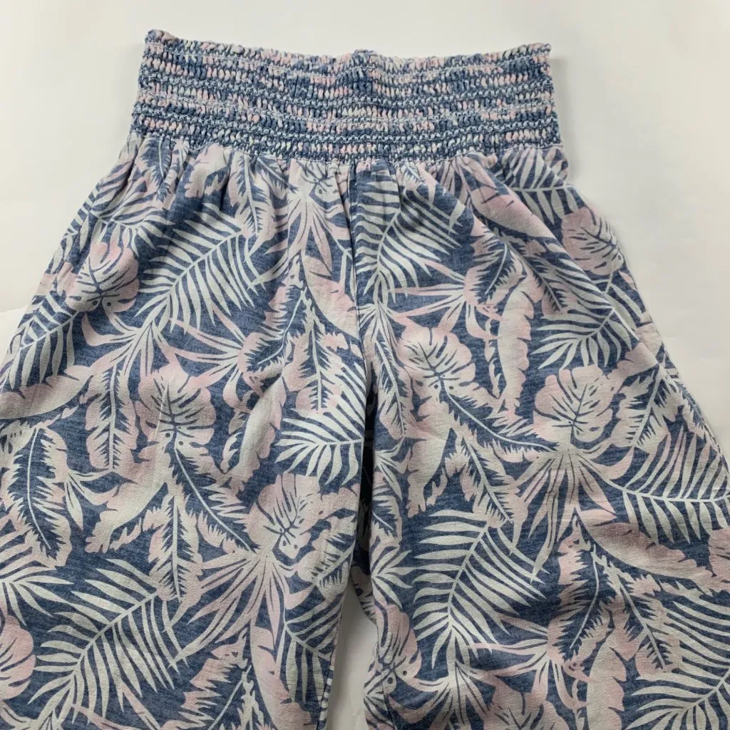 DAHUI Hawaii Linen Blend Pastel Palm Print Wide Leg Lounge Pant XL Pink - Image 2