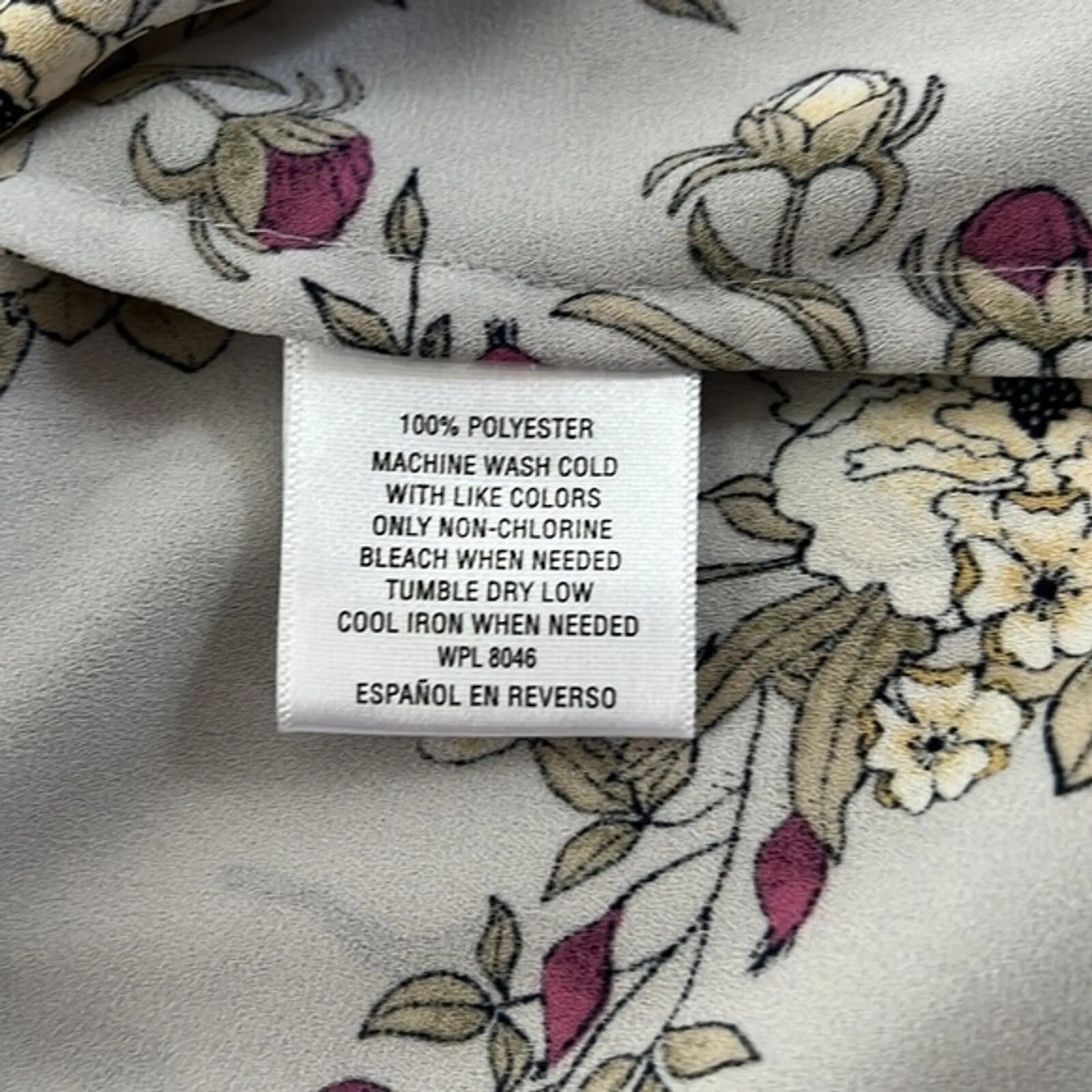 Charter Club Shirt Womens XS‎ Gray White Floral Flower Ruffle Romantic Peasant - Image 7