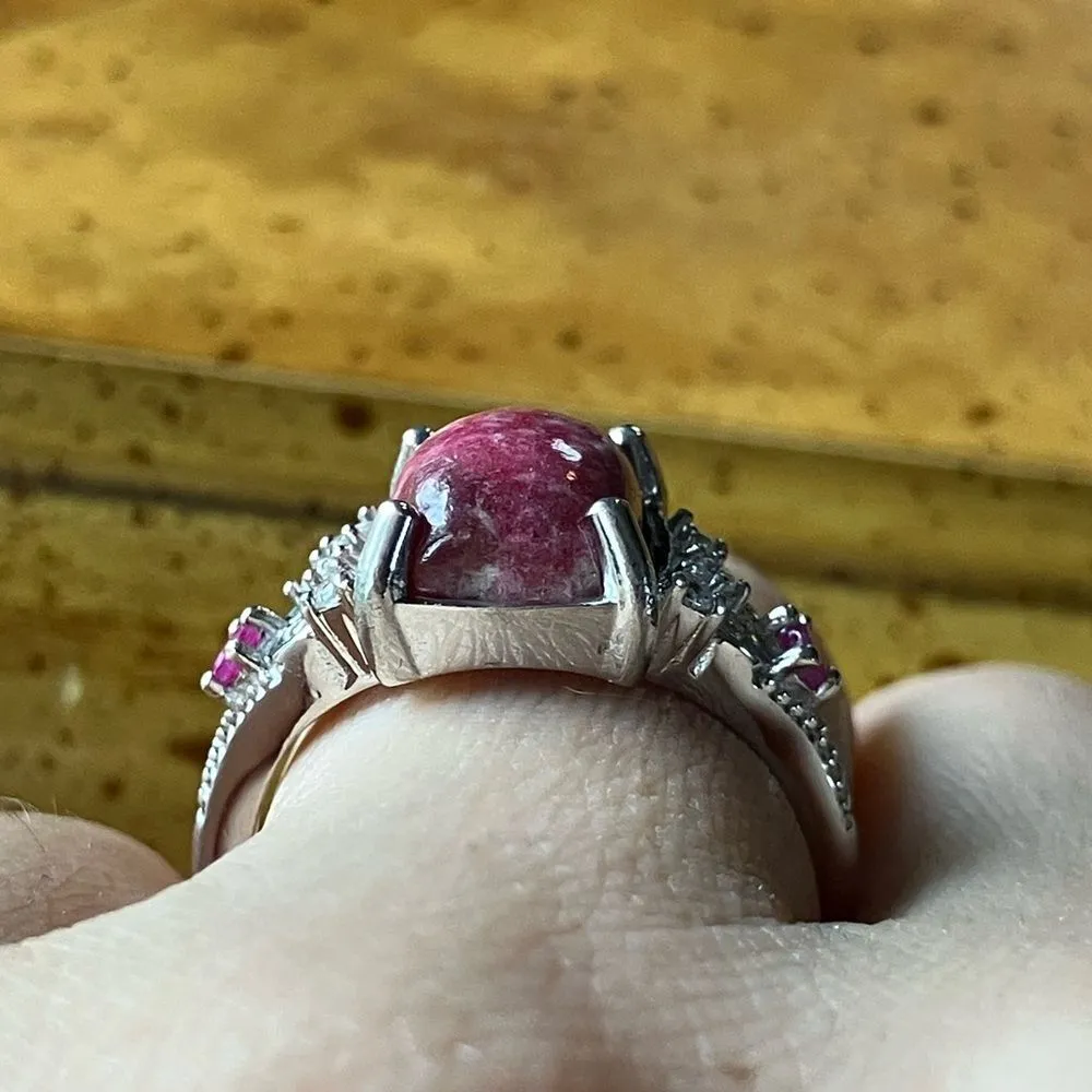 Norwegian Thulite Ruby Sterling Silver Ring Size 7.75 Pink - Image 2