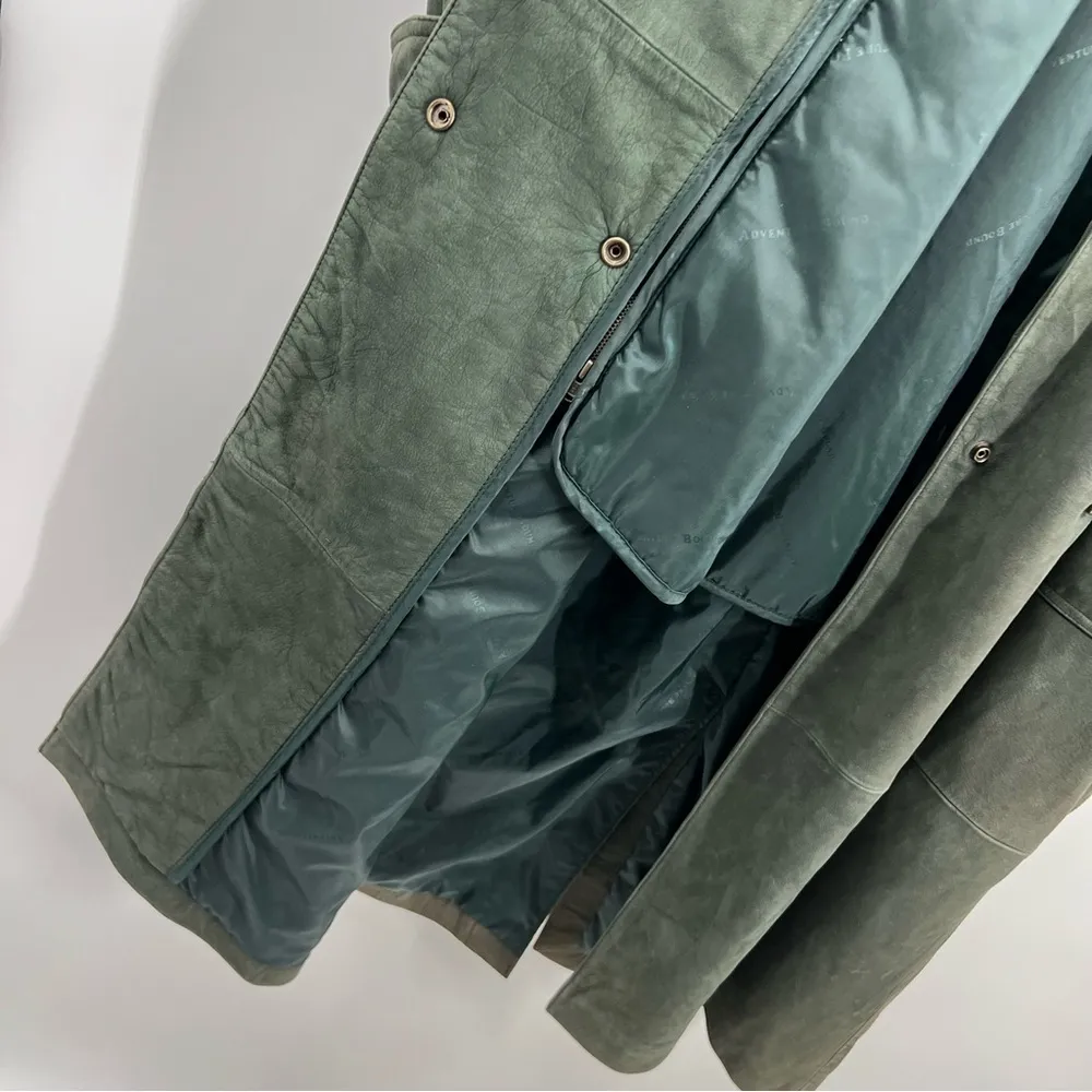Vintage Wilsons Leather Adventure Bound Green Trench Coat Jacket - Image 12