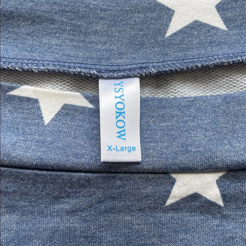 Blue Star Print Long Sleeve Top Size XL - Image 2