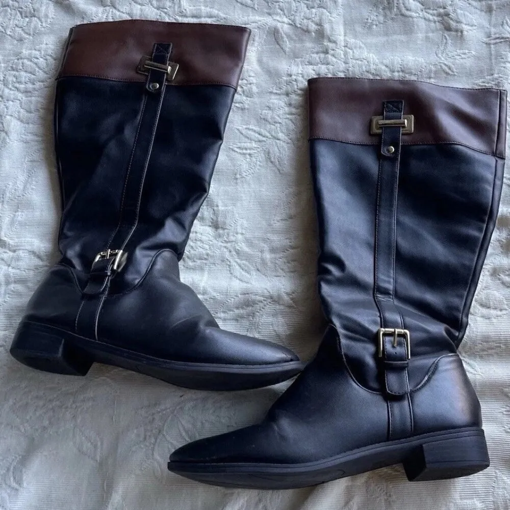 Karen Scott Women’s Deliee 2 Calf Knee-High Riding Boots Size 10 Brown Black Zip - Image 2