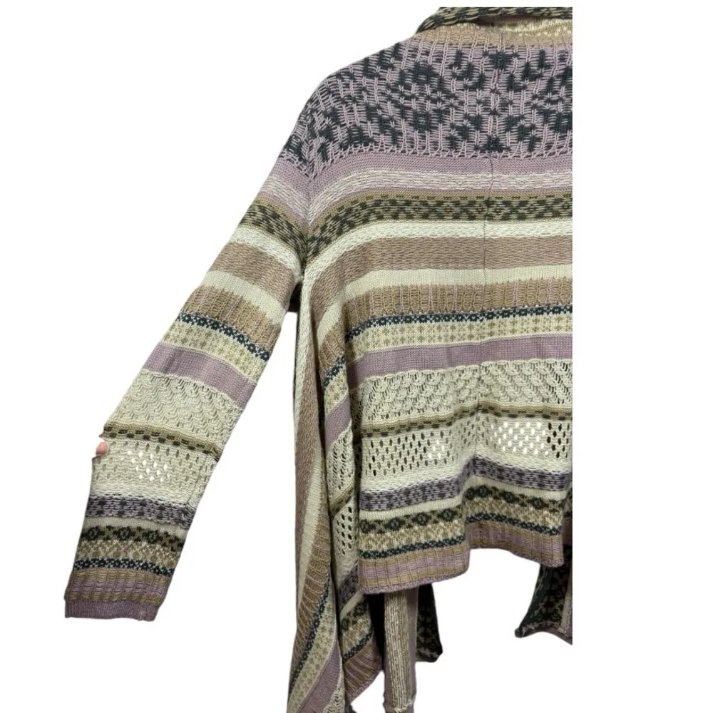 Military Hippie Open Front Drape‎ Cardigan Sweater M - Image 10