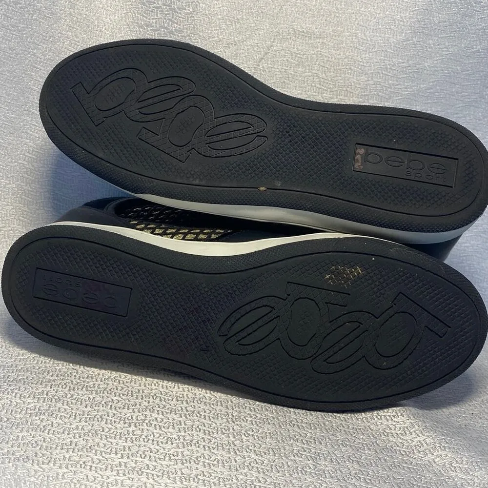 bebe sport Calisto black gold Platform Sneakers women sz 9 - Image 5