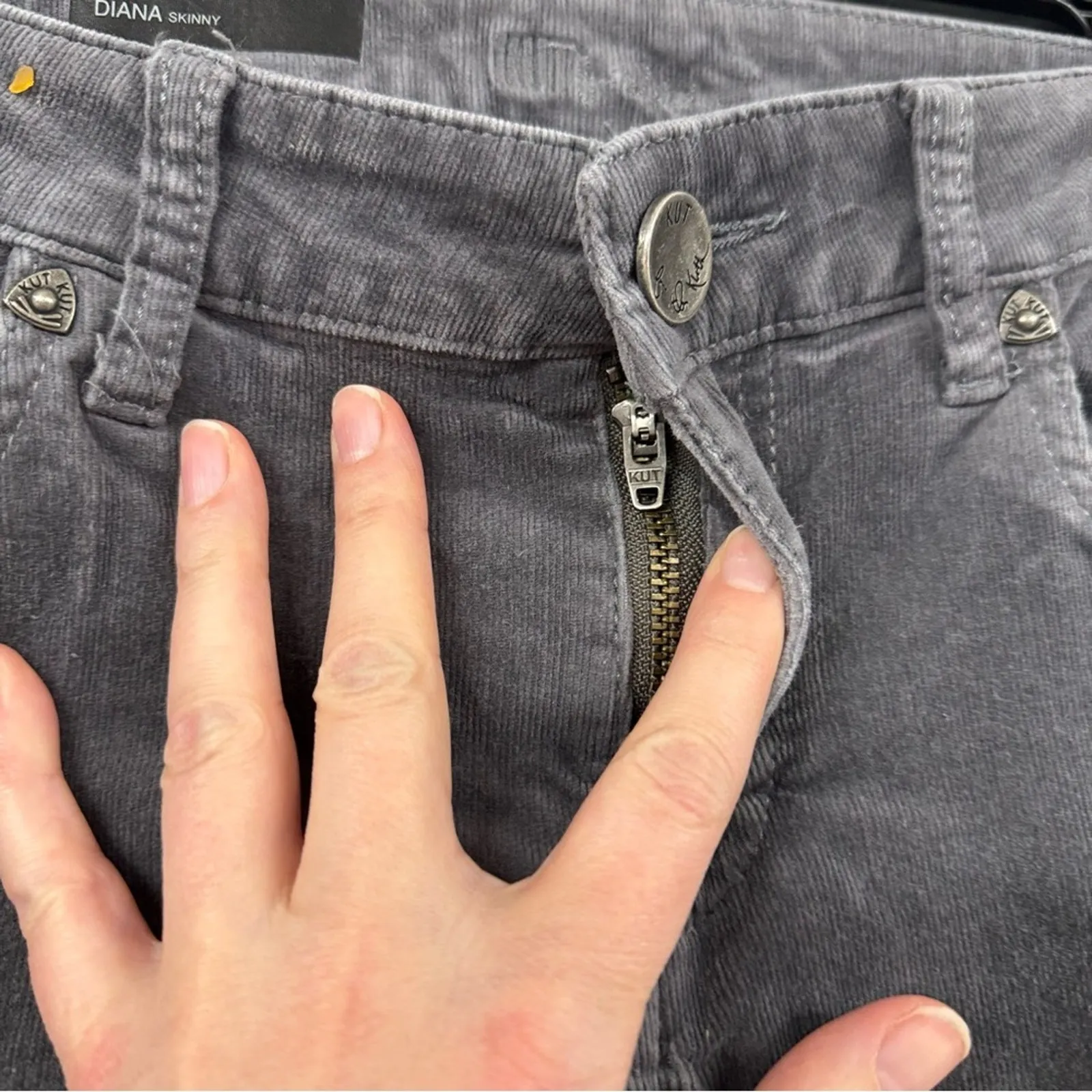 Kut From The Kloth Grey Corduroy Slim Fit Womens Pants Danna Skinny 4 - Image 5