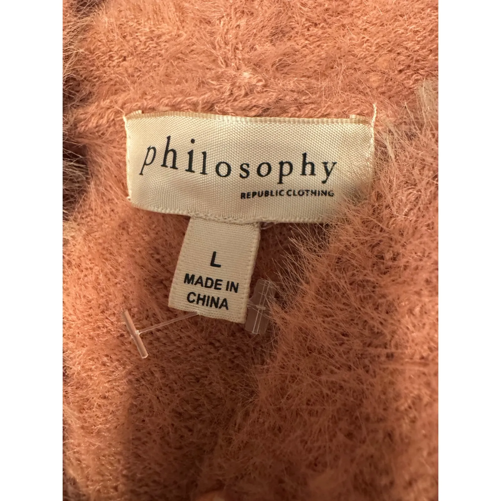 Philosophy Republic Clothing Fuzzy Knit Hoodie Sweater Women's Large - Image 3