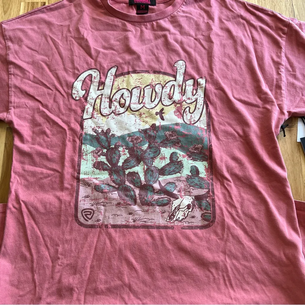 NWT Rock & Roll Graphic T-Shirt Dress Pink “Howdy” Western Style Size Medium - Image 3