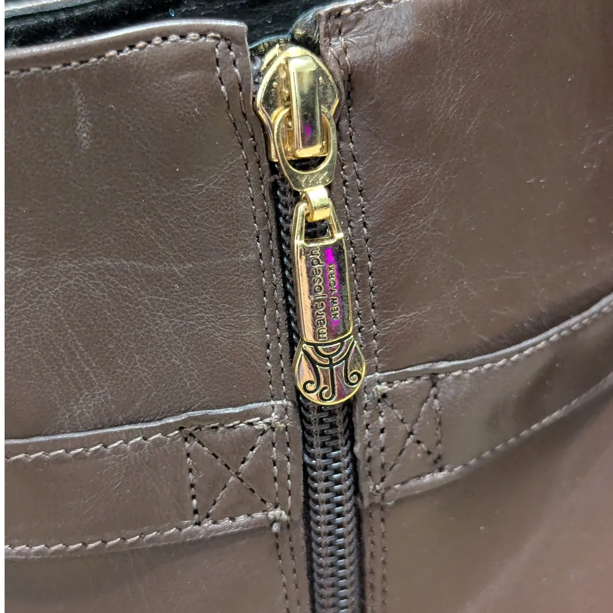 Marc Joseph Madison Bootie Brown Leather Heeled Boots Ankle Womens 9 Buckle Zip - Image 9