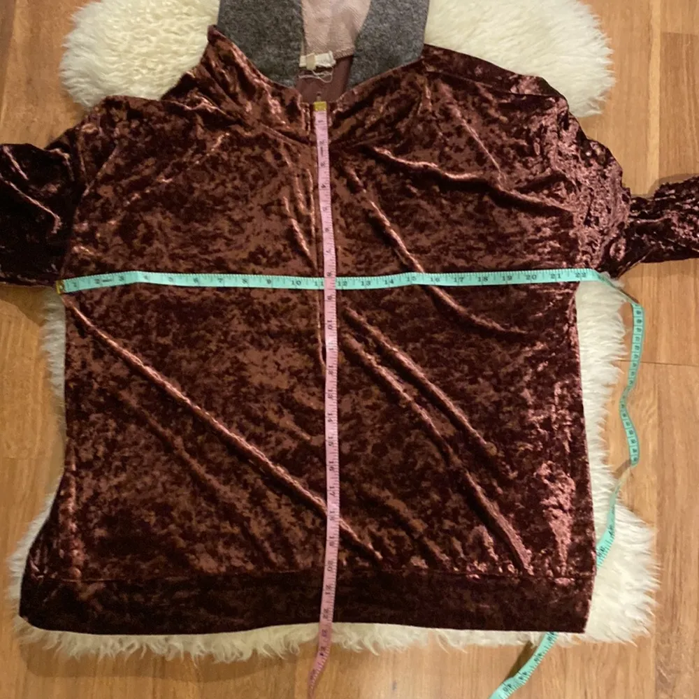 Gilded Intent Maroon Crushed Velvet/Velour Hoodie Half Zip EUC Sz Lg Polyester - Image 9