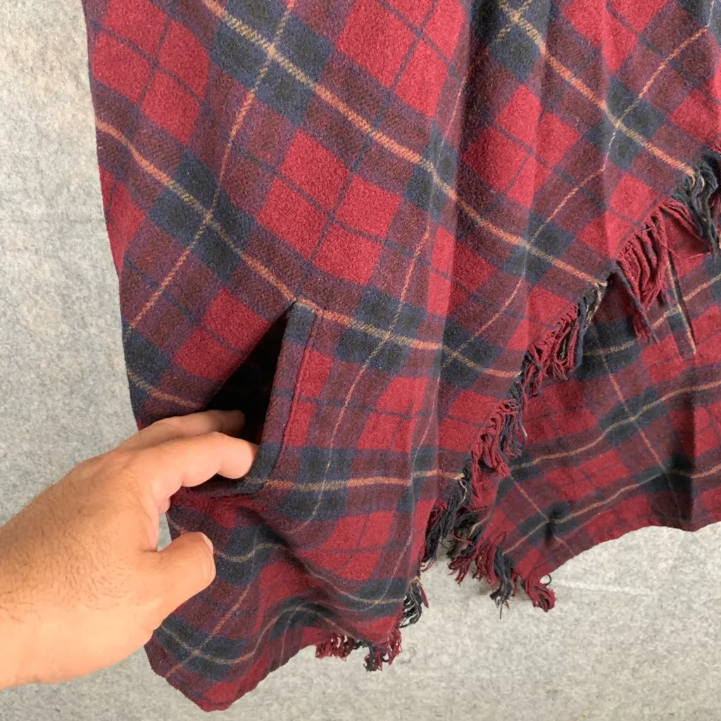 Jolt Womens Size Small Hoodie Lagenlook Plaid Cape‎ Red - Image 5