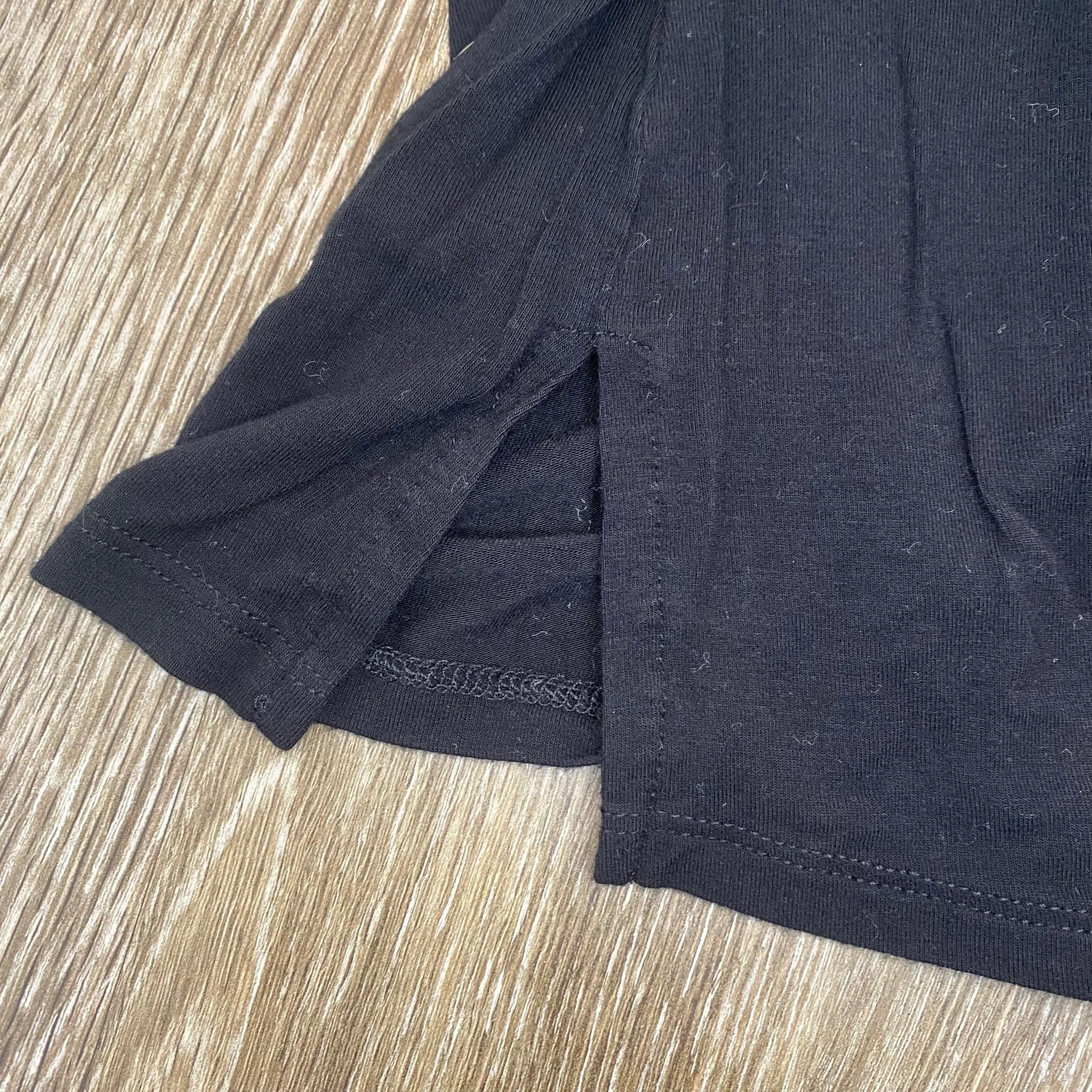 Womens  Basic Black Short Sleeve Tee with Cross Front - S - Image 3