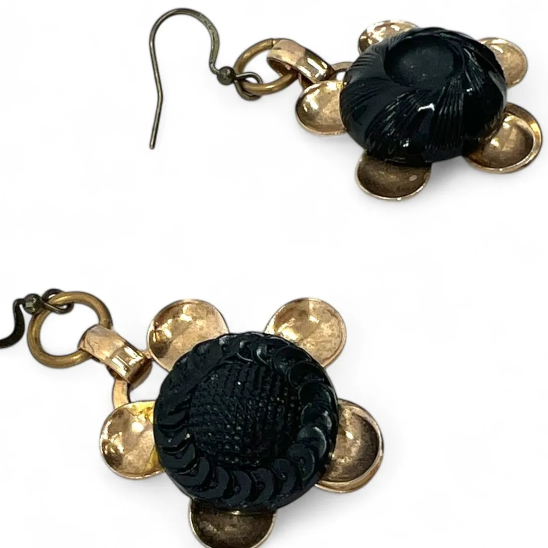 antique Victorian earrings Flower Daisy Dangle made from hand - Image 2