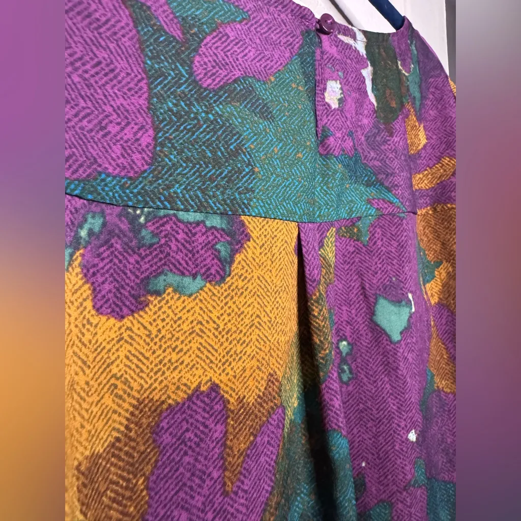 Jaclyn Smith Floral Knit Top Size S (Fits M) | Purple Green Gold Tunic Blouse - Image 6