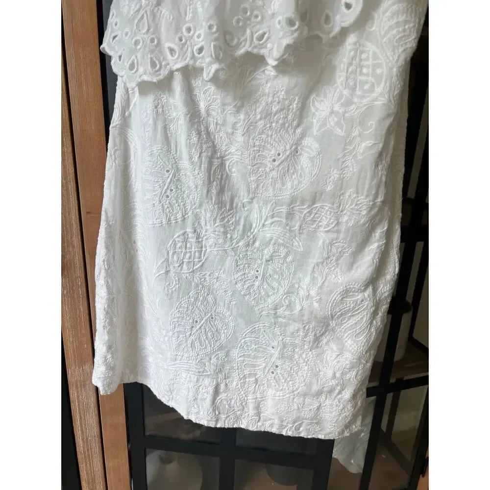 FARM RIO eyelet mini dress One Shoulder Embroidered floral bridal a-line - Image 4