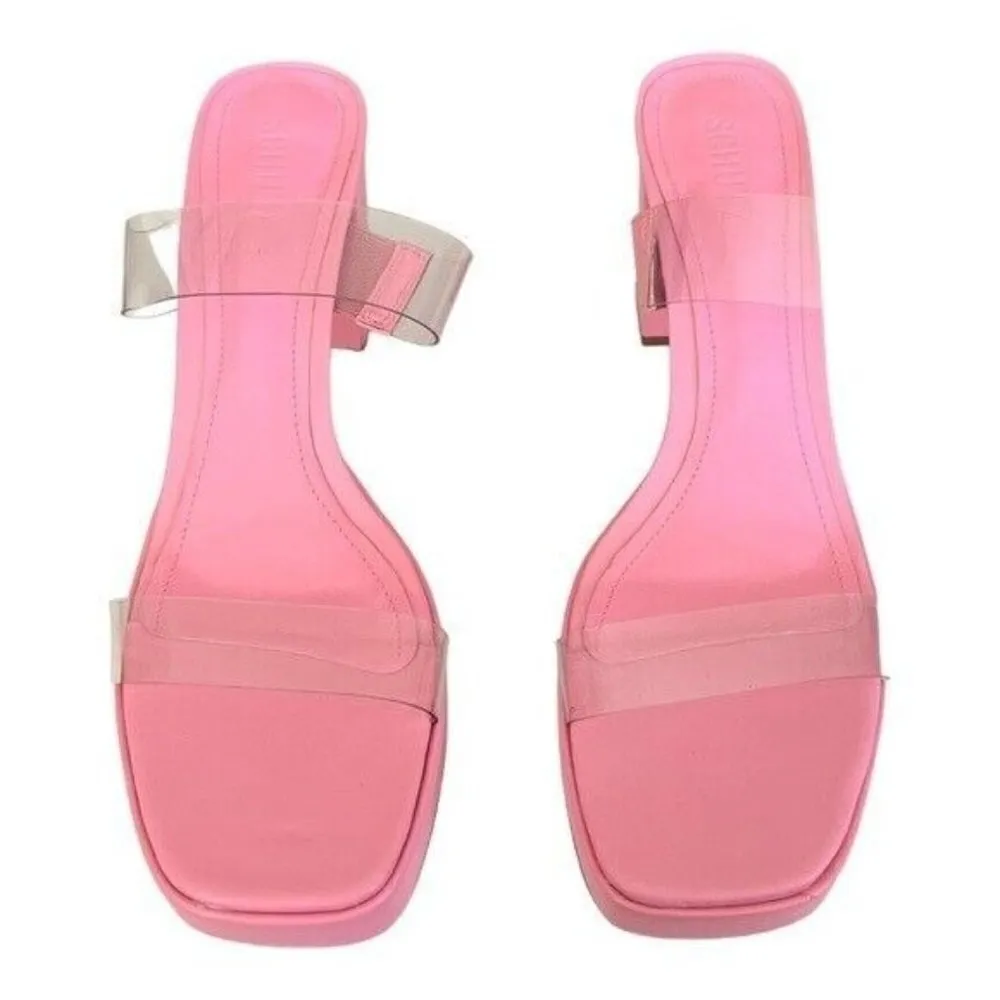 SCHUTZ Ariella Platform Block Heel Rose Transparent Straps Size 10.5 NEW $135 - Image 4
