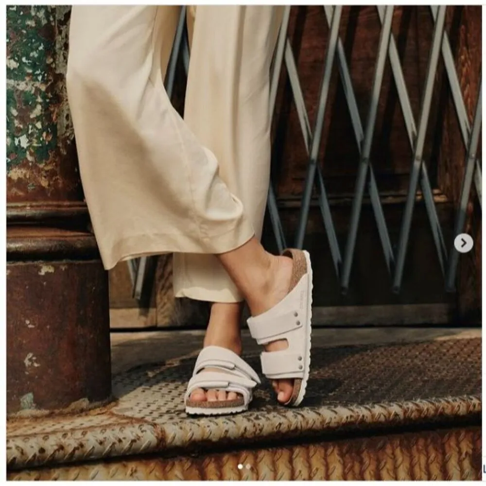 Birkenstock Uji Sandal in Antique White 41 10 Women Nubuck Suede Leather slides - Image 15