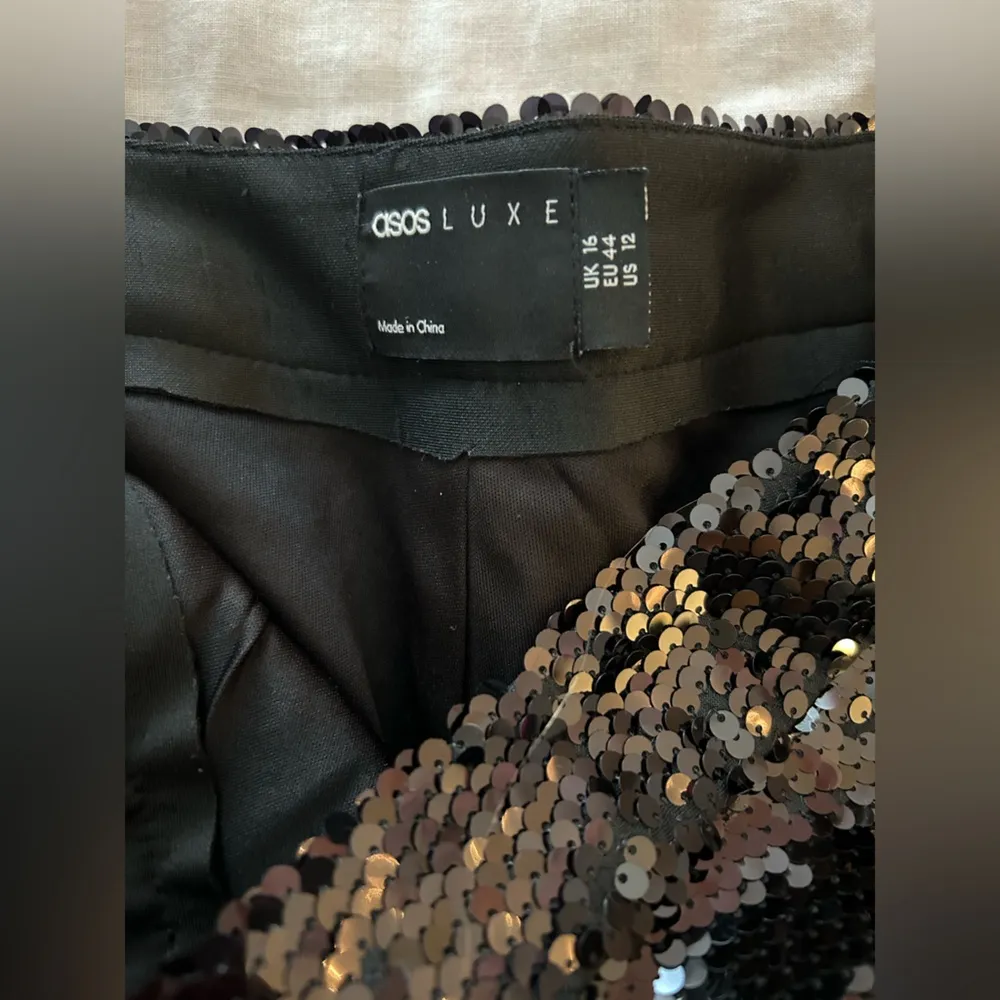 ASOS  luxe Black Sequin flare pants size 12 high waisted - Image 2