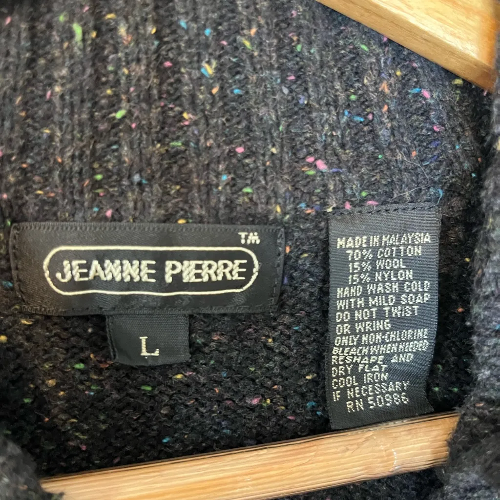 Jeanne Pierre Women’s Vintage Y2K Charcoal Wool Blend Mock Neck Sweater Sz L - Image 3
