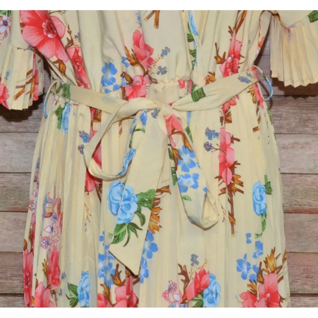 Shein Curve Womens 3XL Butter Yellow Floral Maxi Dress Faux Wrap Cottage Core Size undefined - Image 4