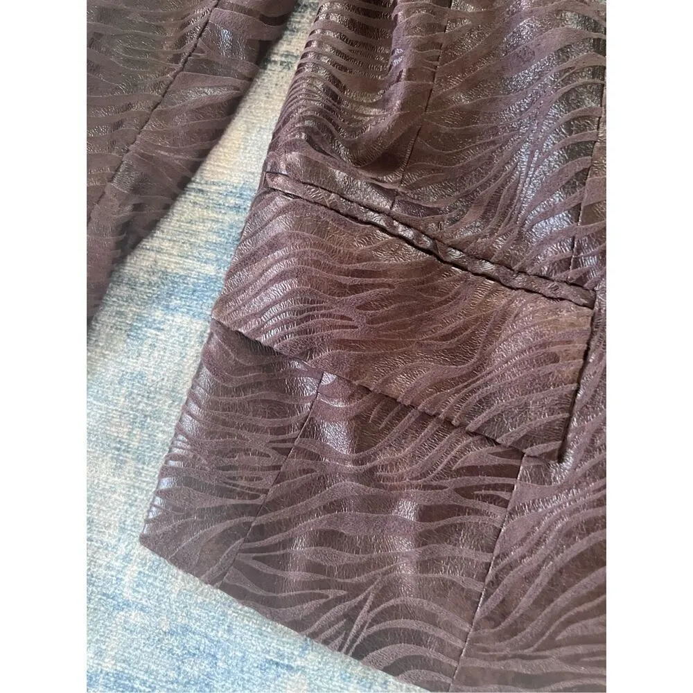 Investments Chocolate Brown Zebra Stripe Open Front Blazer Size 12 - Image 4