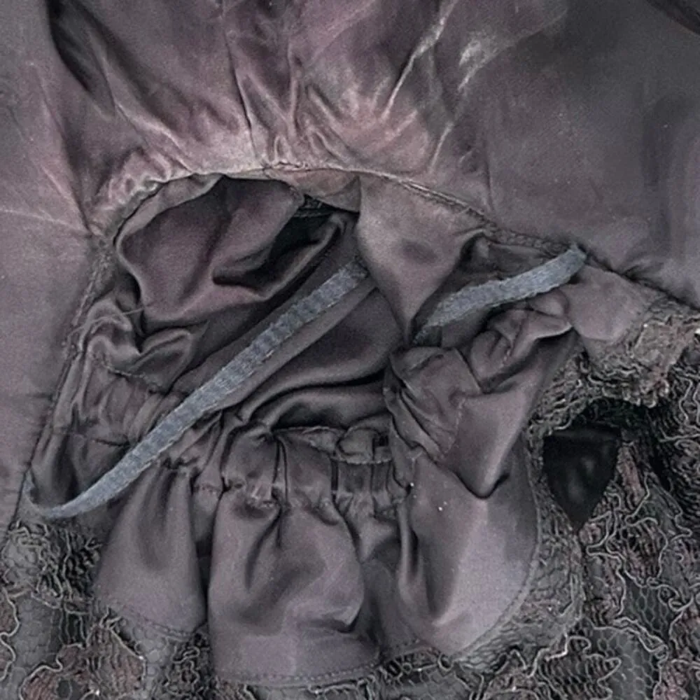 Vintage 80s LBD Lace Sheath Cocktail Party Dress Off the Shoulder Black 12 Glam - Image 9