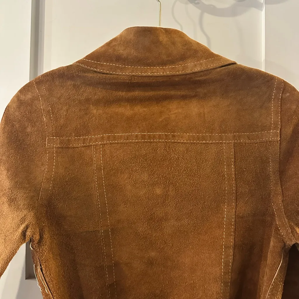 Genuine 1960s Vintage handmade reversible leather/suede jacket Tan Size XS - Image 10