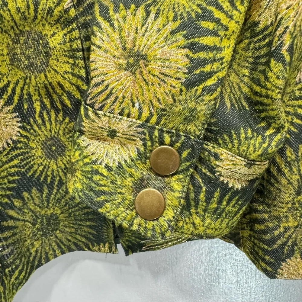 Green & Metallic Gold Retro Floral Zip Front Jacket by Christopher & Banks - Image 5