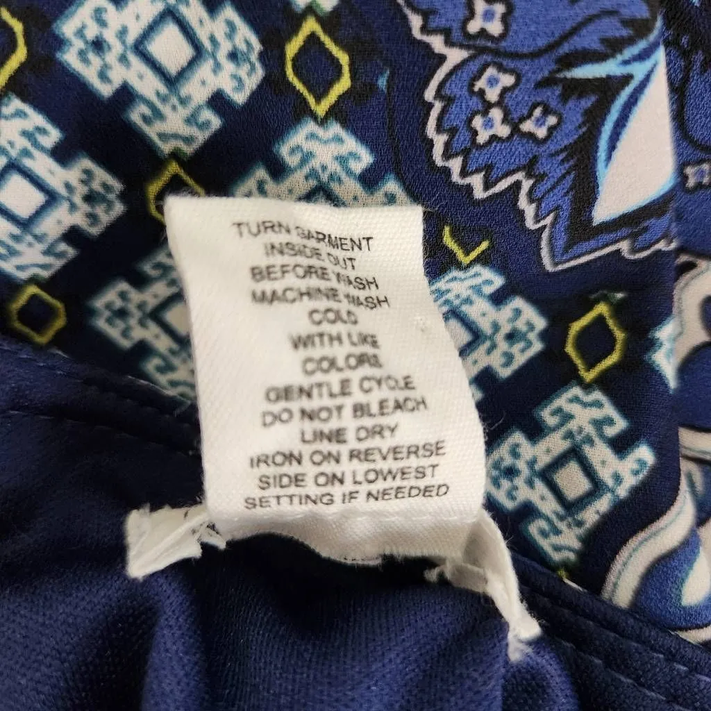 Clover + Scout Navy Print Mini Shift Dress Size Medium Wedding Guest Dress - Image 7