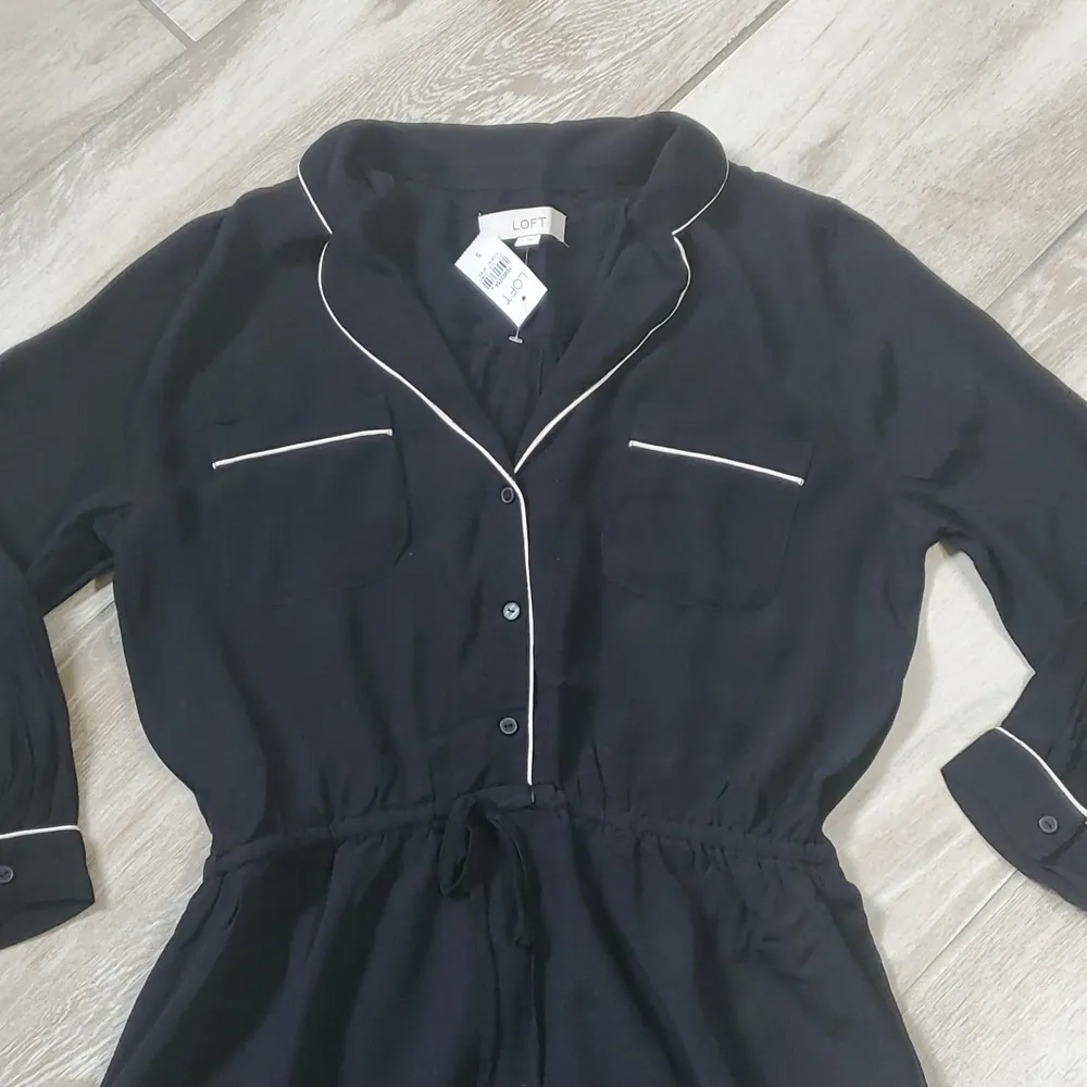 NWT Loft Shirt Dress | Loft 1/4 Button Down Tie Waist 3/4 Sleeve Shirt Dress - Image 2